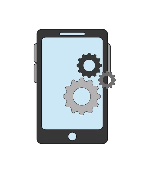 Modern cellphone and gear icon — Stock Vector