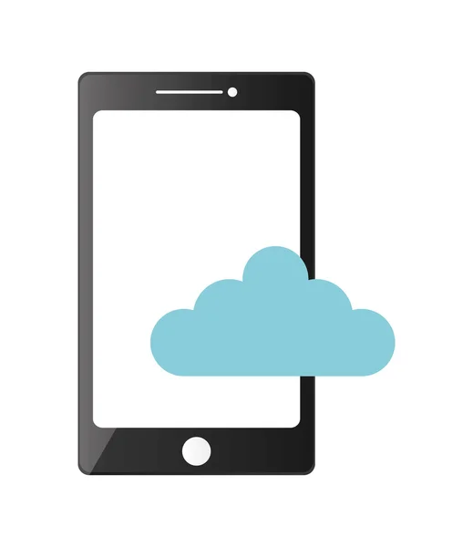 Icono moderno del teléfono móvil y la nube — Vector de stock