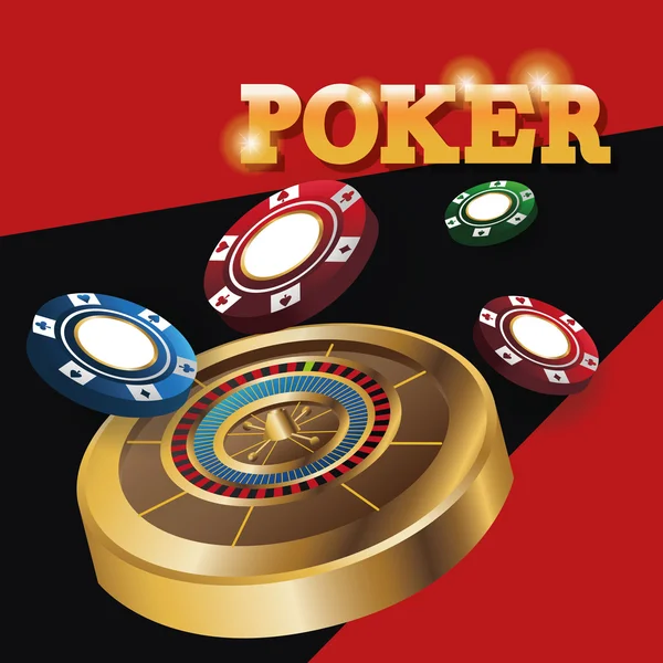 Chips y ruleta para el diseño de juegos de póquer y casino — Vector de stock