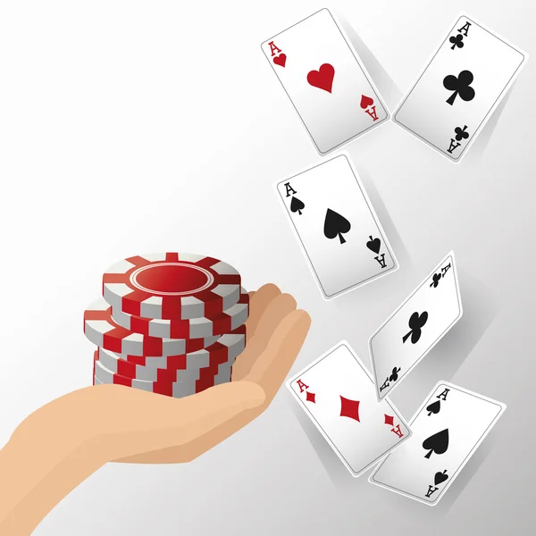 Karten im Poker- und Chipdesign — Stockvektor