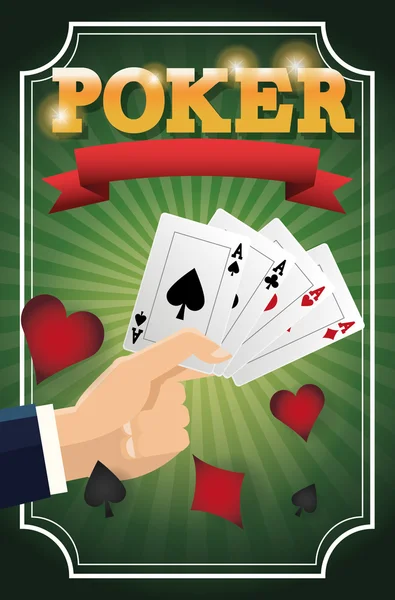 Mão e cartas de design de poker — Vetor de Stock
