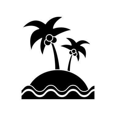 İzole palmiye ağacı plaj ve deniz tasarım