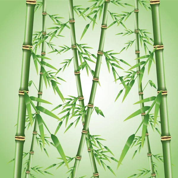 Tronco de bambú con diseño de hojas — Vector de stock