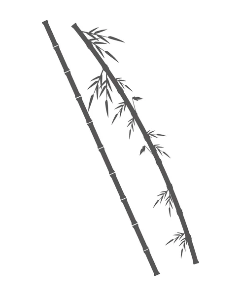 Tronco de bambú con diseño de hojas — Vector de stock