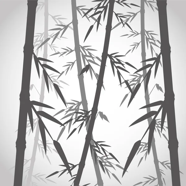 Tronc en bambou avec design de feuilles — Image vectorielle