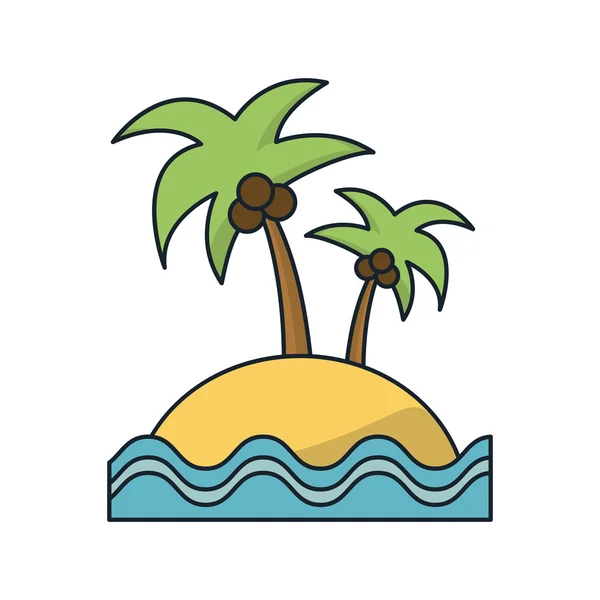 Abgelegener Palmenstrand und Meeresdesign — Stockvektor