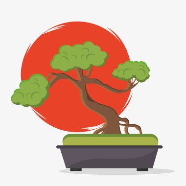 Güneş ve bonsai ağacı Japonya tasarım