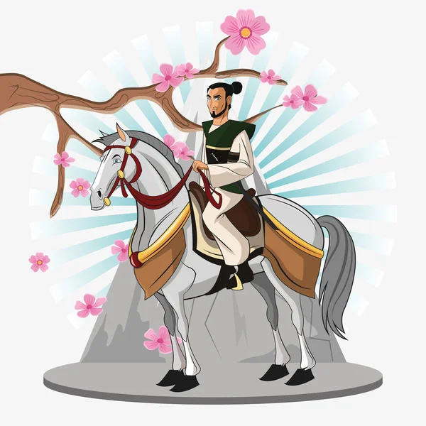 日本武士和马卡通设计 — 图库矢量图片