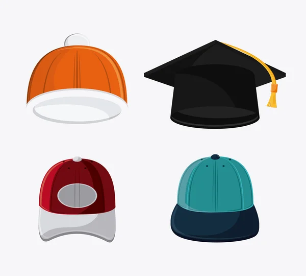 Tipos de sombreros accesorios de tela — Vector de stock