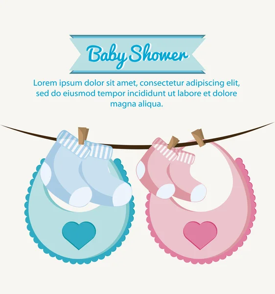 Baberos y calcetines de bebé concepto de ducha — Vector de stock