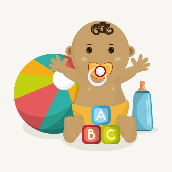 Bebé niño de dibujos animados de bebé concepto de ducha — Vector de stock