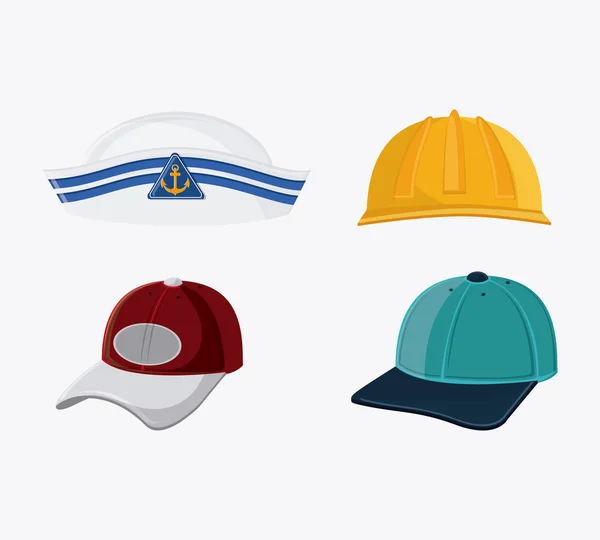 Typer av hattar trasa accesory — Stock vektor
