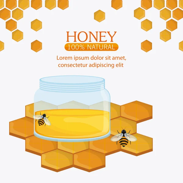 Design de alimentos saudáveis e orgânicos mel — Vetor de Stock
