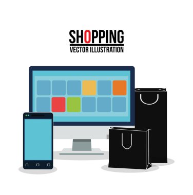 Akıllı telefon bilgisayar ve alışveriş çantası tasarımı