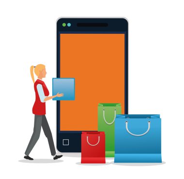 Akıllı telefon avatar ve alışveriş çantası tasarımı