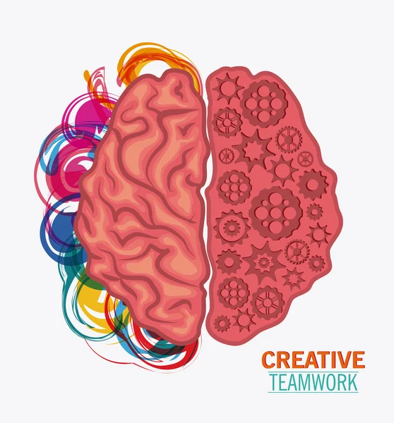 Mózg koncepcji twórczej pracy zespołowej — Wektor stockowy