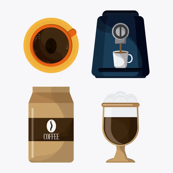 Kahve zamanı tasarımı. Coffe dükkan simgesi. Renkli illüstrasyon — Stok Vektör