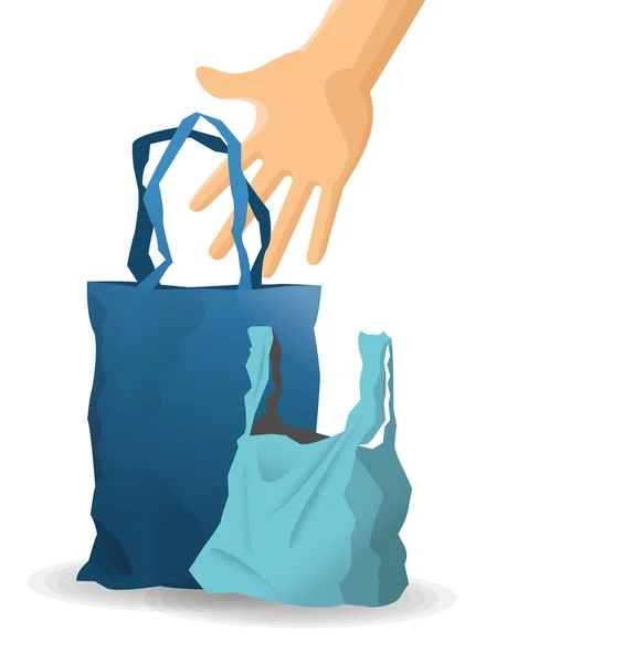 Nákupní tašku a návrh ruky — Stockový vektor