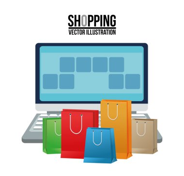 Laptop ve çanta alışveriş tasarım