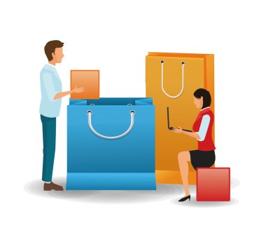 Avatarlar küpleri ve alışveriş çanta tasarımı