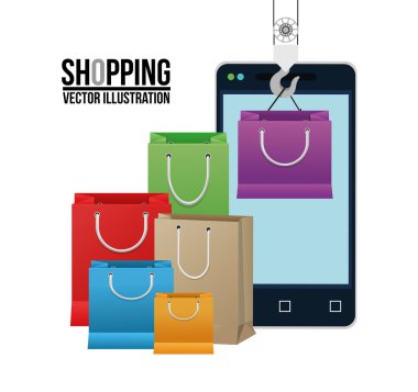 Smartphone ve alışveriş çantası tasarımı