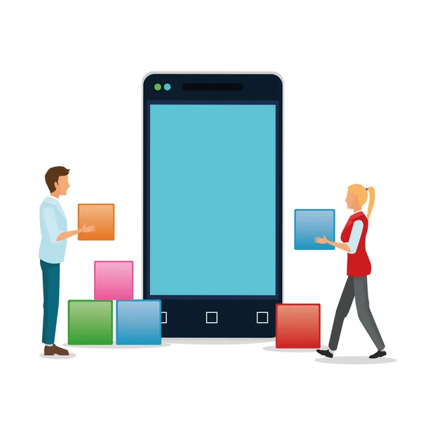 Smartphone Avatar und Würfel o Design — Stockvektor