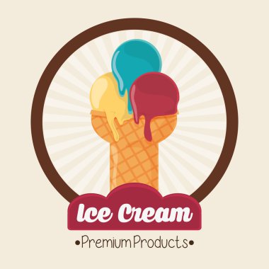 Vintage dondurma mühür damgası üstü. Tatlı tasarım. Vektör grafiği