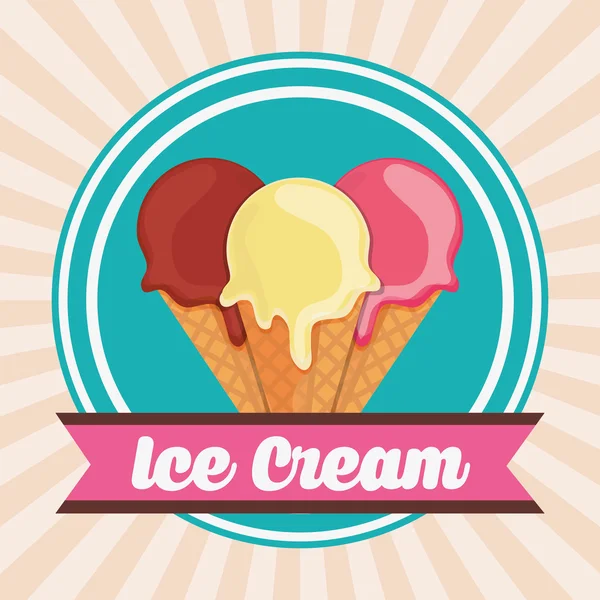 Vintage ice cream over seal stamp. Dessert design. Vector graphi — Stock Vector