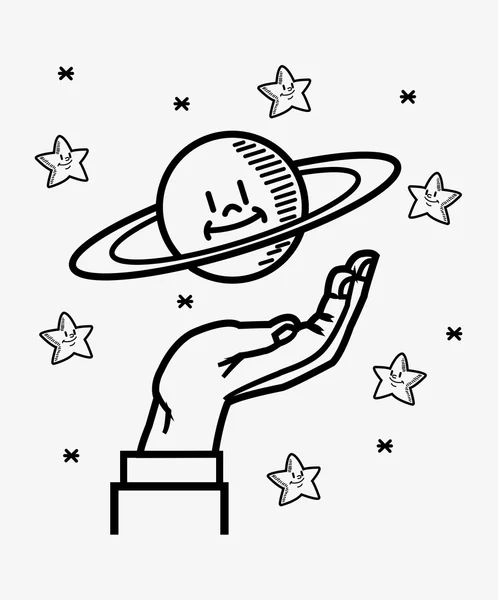 Space Stars Doodle Zeichnung Bild — Stockvektor
