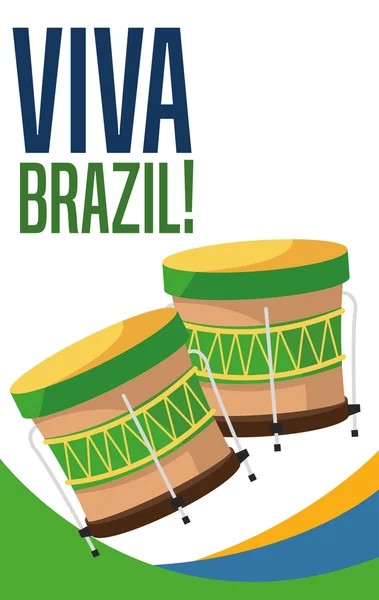 Instrumento de tambor de diseño brasileño — Vector de stock
