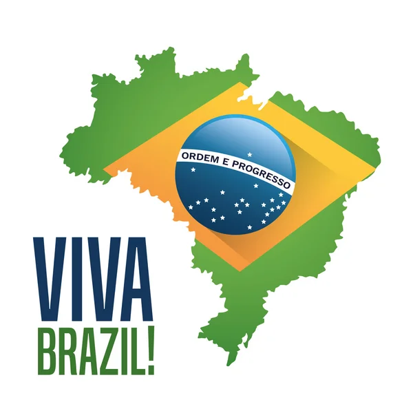 Bandera y mapa del diseño brasileño — Vector de stock