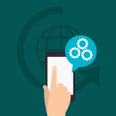 Gears'ı simge görüntüsü ile modern cep telefonu