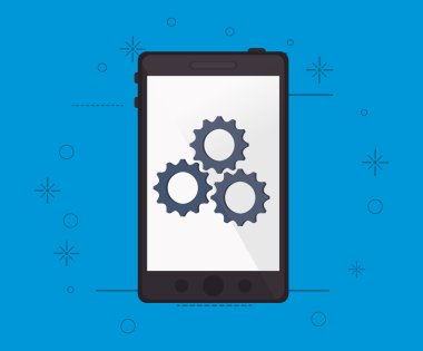 Gears'ı simge görüntüsü ile modern cep telefonu