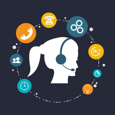 çevrimiçi destek veya çağrı merkezi ilgili simgeler resim