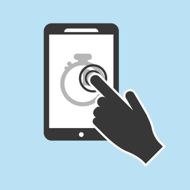 Kronometre ve el simge görüntüsü ile modern cep telefonu