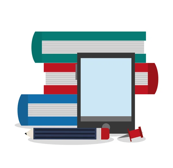 Crayon smartphone pin et conception de livres — Image vectorielle
