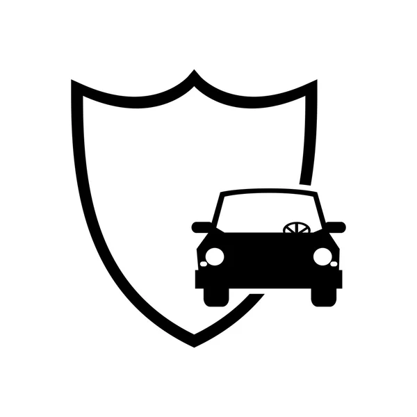 Значок щита и автомобиля — стоковый вектор