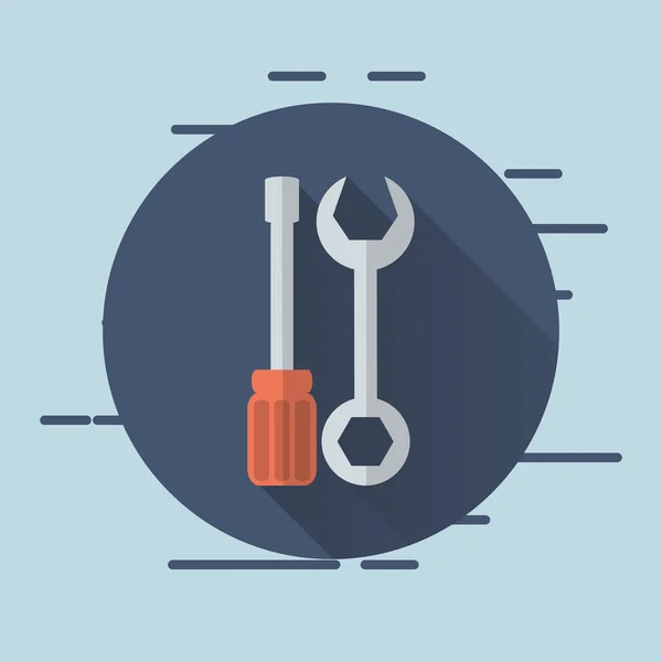 Obrázek ikony klíč a šroubovák — Stockový vektor