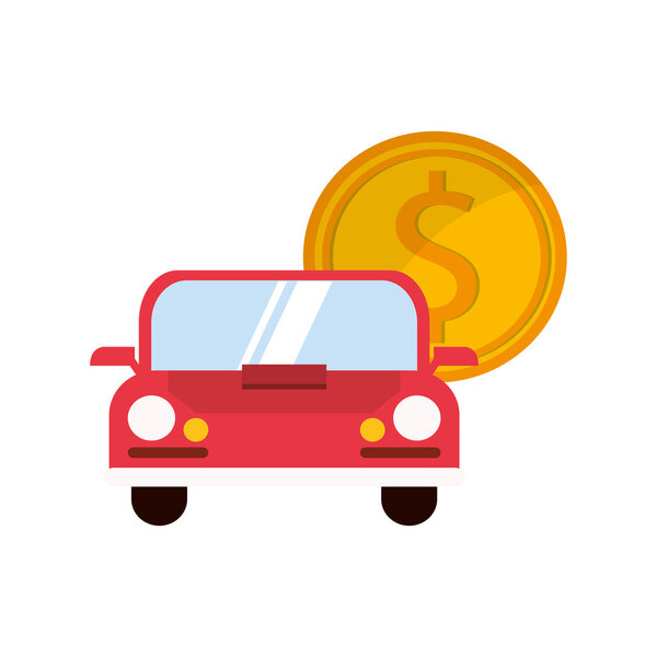 car and money coin icon