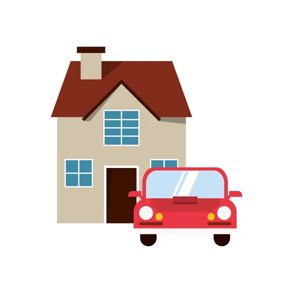 Casa y coche icono — Vector de stock