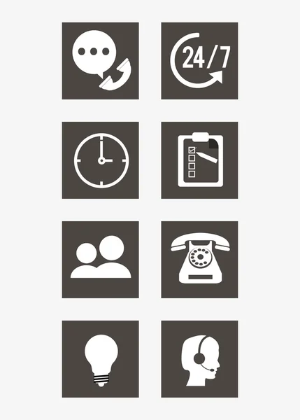 Online támogatás és call center ikonok kapcsolódó kép — Stock Vector