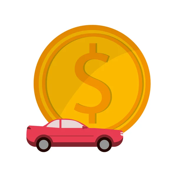 Χρήματα και αυτοκίνητο εικονίδιο — Διανυσματικό Αρχείο