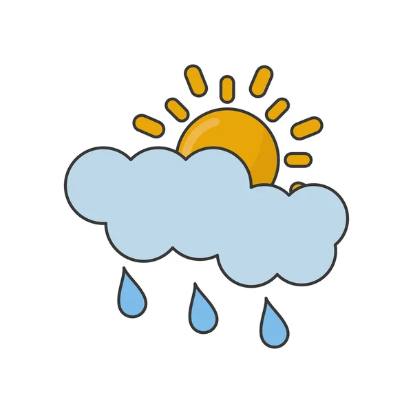 Nuage de soleil et conception de pluie — Image vectorielle