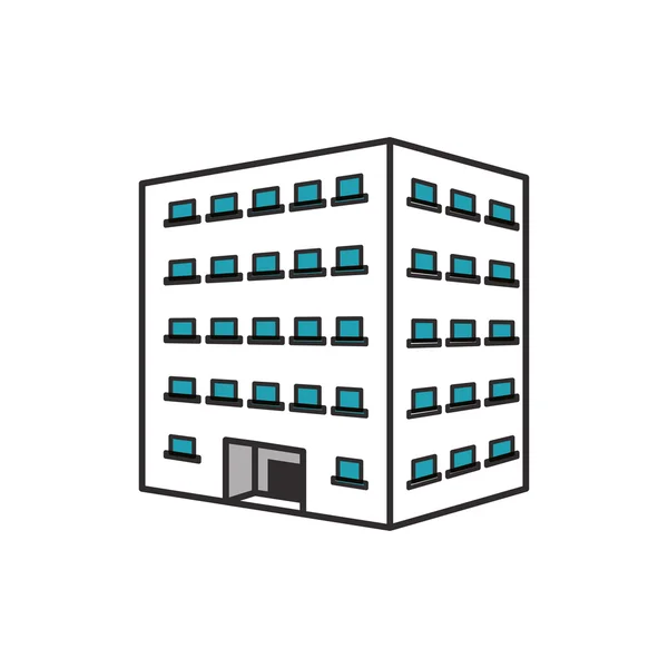 Isoliertes Gebäude mit Fenstergestaltung — Stockvektor