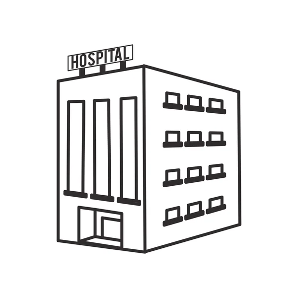 Diseño aislado del edificio del hospital — Vector de stock