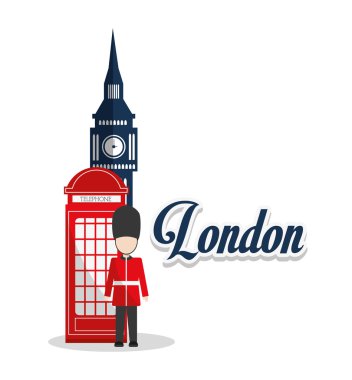 İzole Big ben telefon ve soldat tasarım