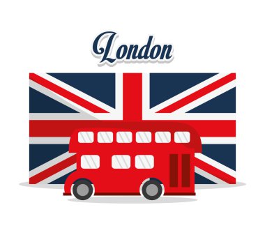 İzole otobüs ve bayrak tasarım