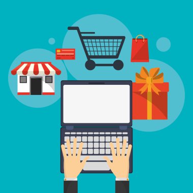 Laptop ve online tasarım alışveriş
