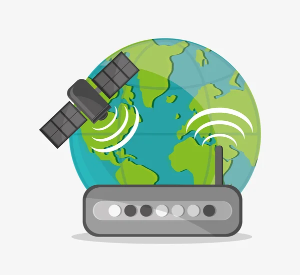 Uydu ve küresel iletişim tasarımı — Stok Vektör