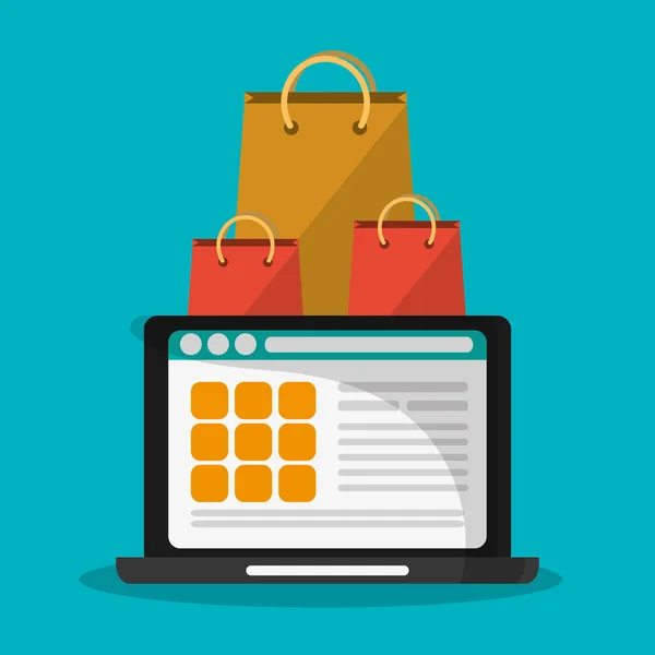 Borse per laptop e shopping online design — Vettoriale Stock